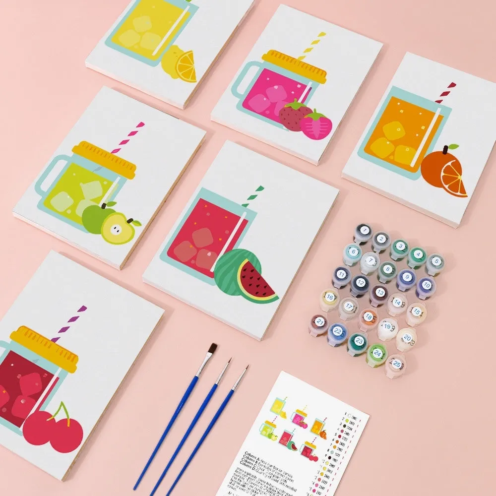 Figured'Art Fruit Mason Jar Sappen mini schilderen op nummer 15x20 6st