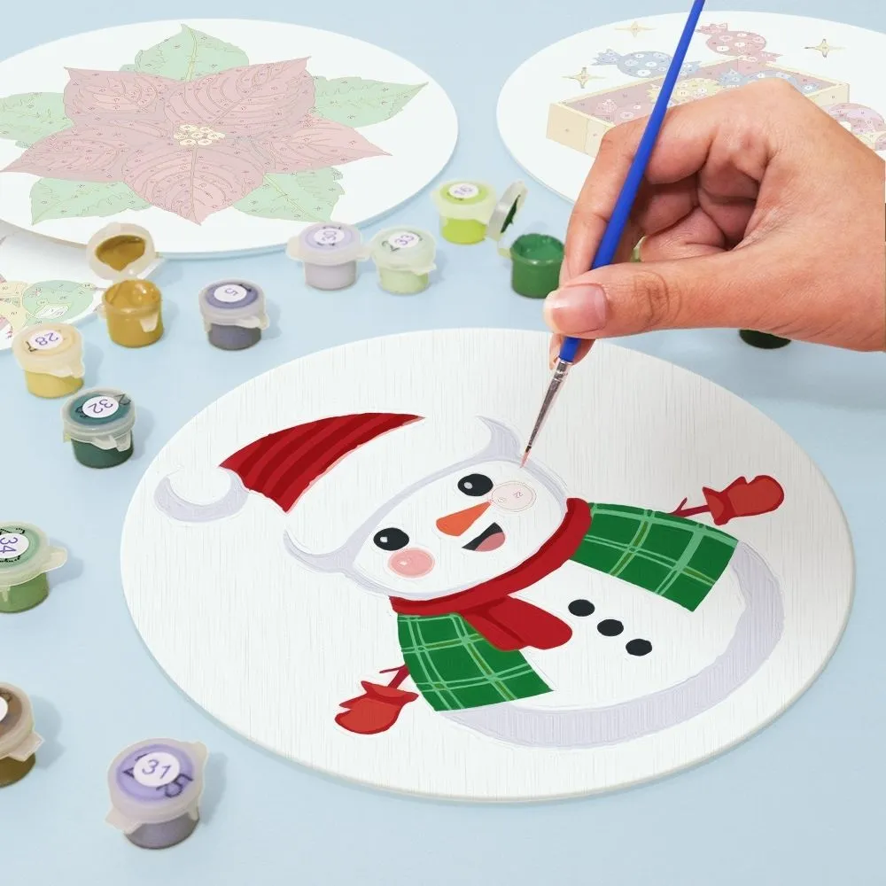 Figured'Art Sneeuwpop Kerstster schilderen op nummer 20 cm 4 stuks