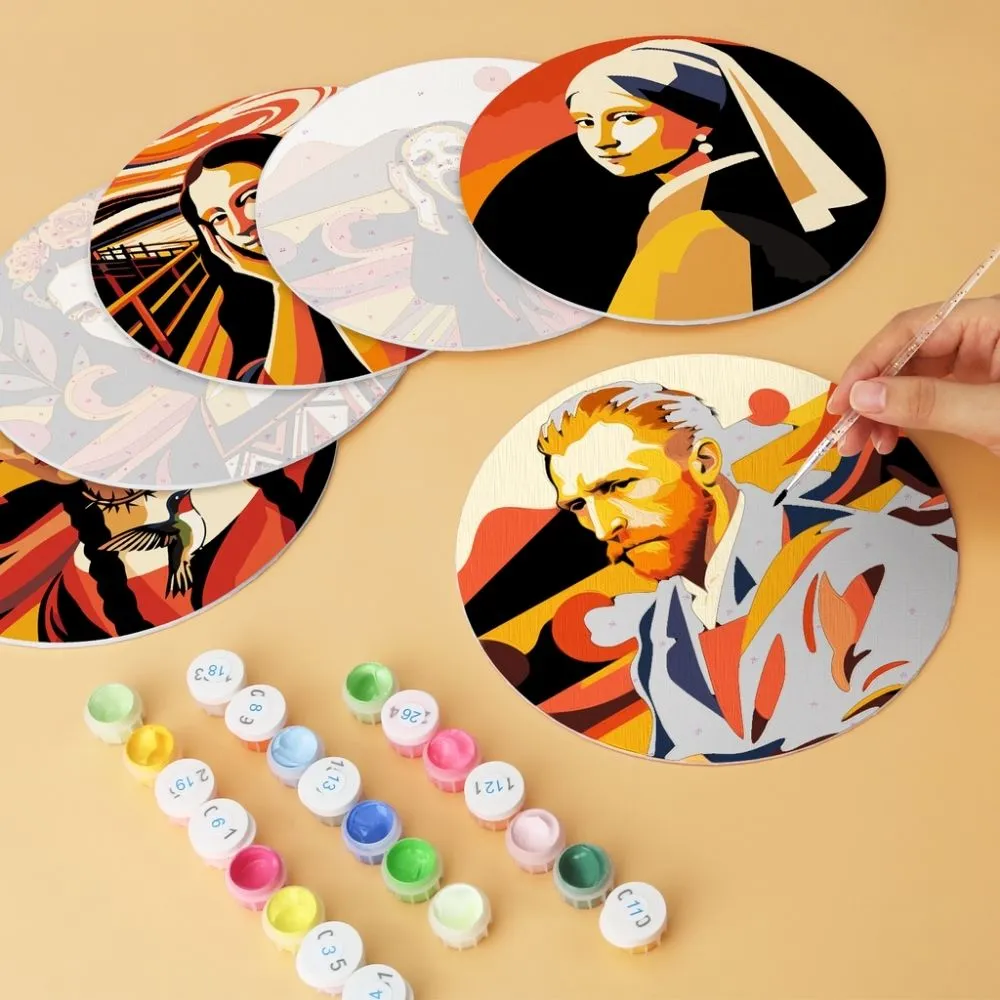 Figured'Art Artistieke iconen mini schilderen op nummer Ø20cm 6 stuks