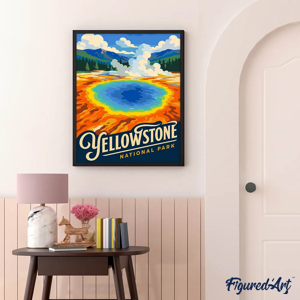 Figured'Art Yellowstone Grand Prismatic Spring schilderen op nummer 40x50 cm
