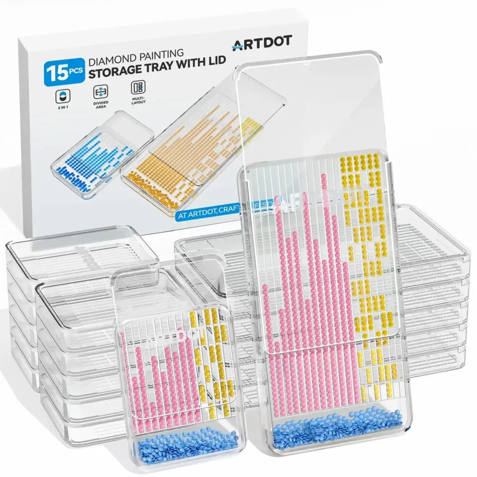 ARTDOT diamond painting bakjes 15 stuks met deksel en stickers