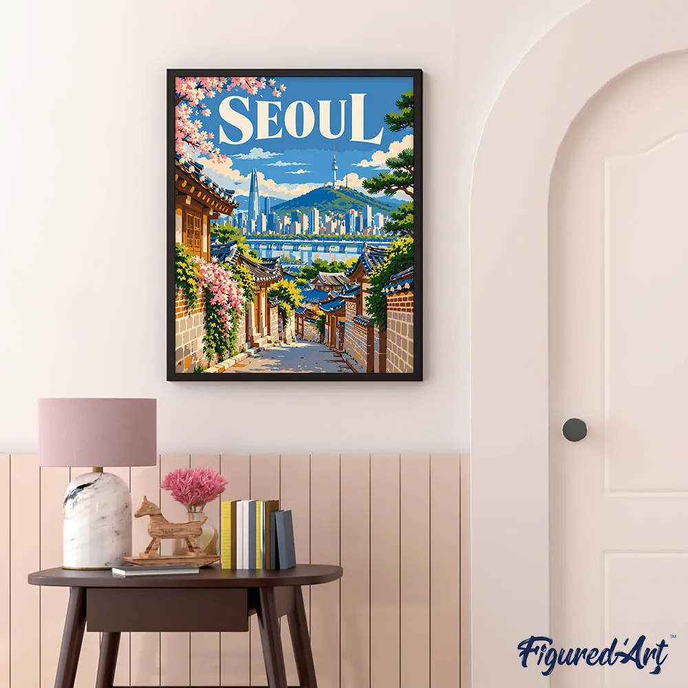Figured'Art Reisposter Seoul schilderen op nummer 40x50 cm