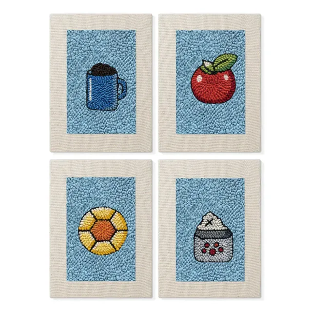 Figured'Art Ontbijt Lekkernijen punch needle set 4 stuks 15x20 cm