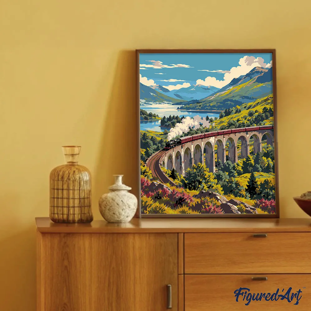 Figured'Art Glenfinnan Viaduct schilderen op nummer 40x50 cm trein