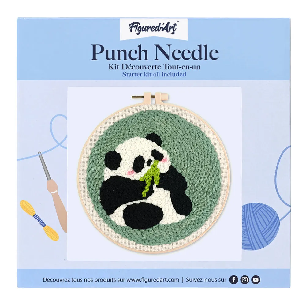 Figured'Art Punch Needle pakket Panda 2 20x20 cm wol