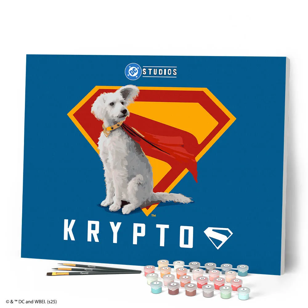 Figured'Art Superman Krypto met S-schild schilderen op nummer 40x50 cm