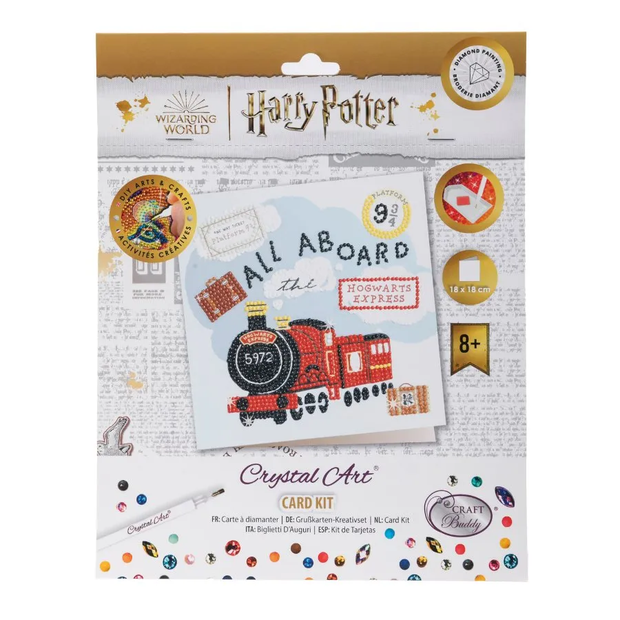 Craft Buddy Crystal Art All Aboard The Hogwarts Express kaart 18x18 cm