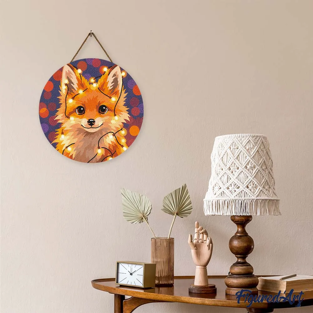 Figured'Art Kleine Vos met Lichtbollen diamond painting 30 cm
