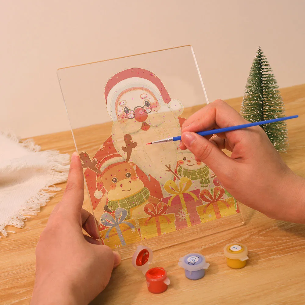 Figured'Art Kerstman 04 schilderen op nummer 15x20 cm met LED