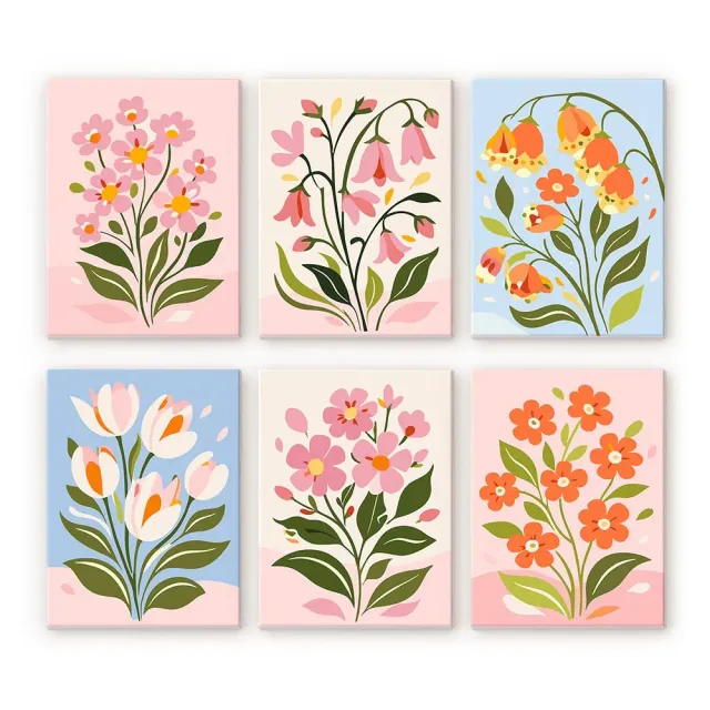 Figured'Art Mini Lentebloemen schilderen op nummer 15x20cm 6 stuks