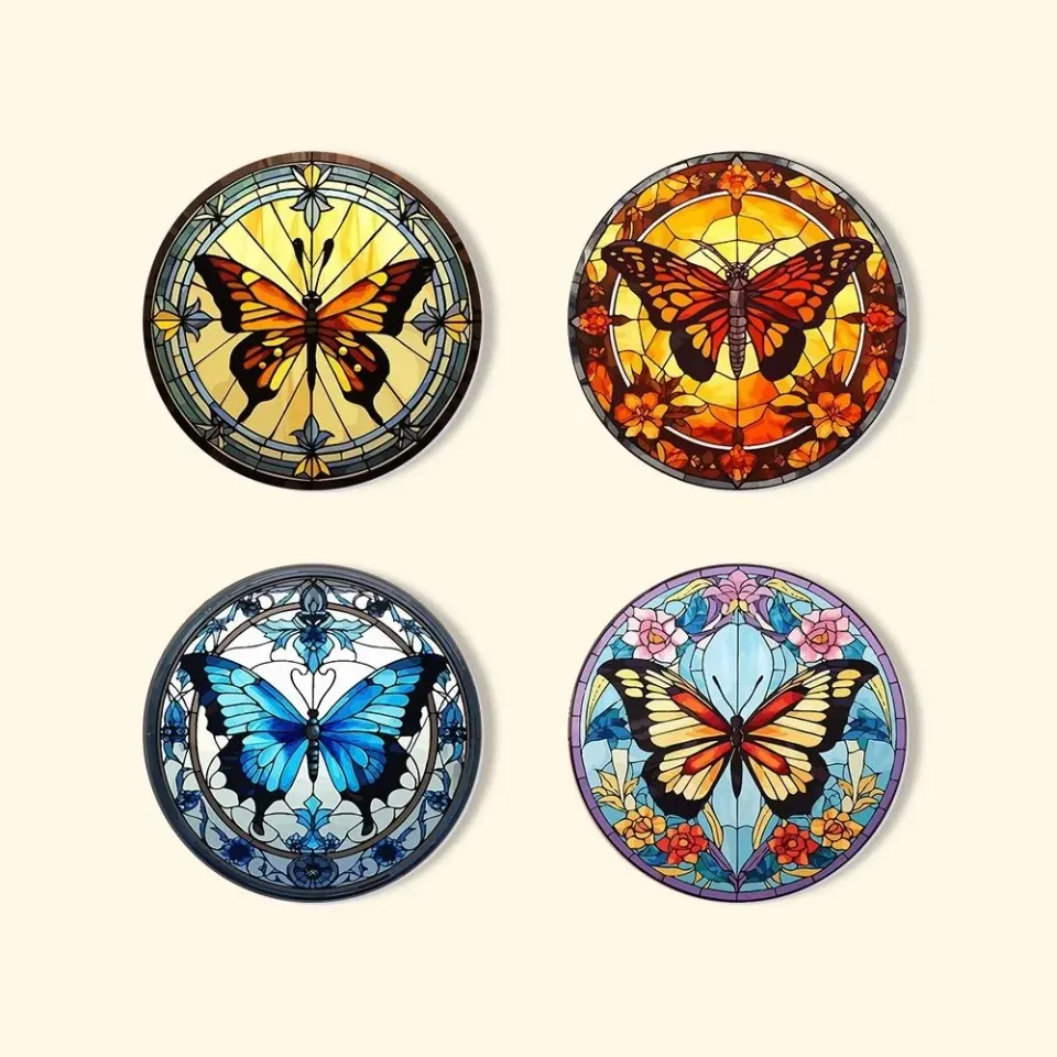 Figured'Art Vibrerende Vleugels schilderen op nummer onderzetters 10 cm 4 stuks