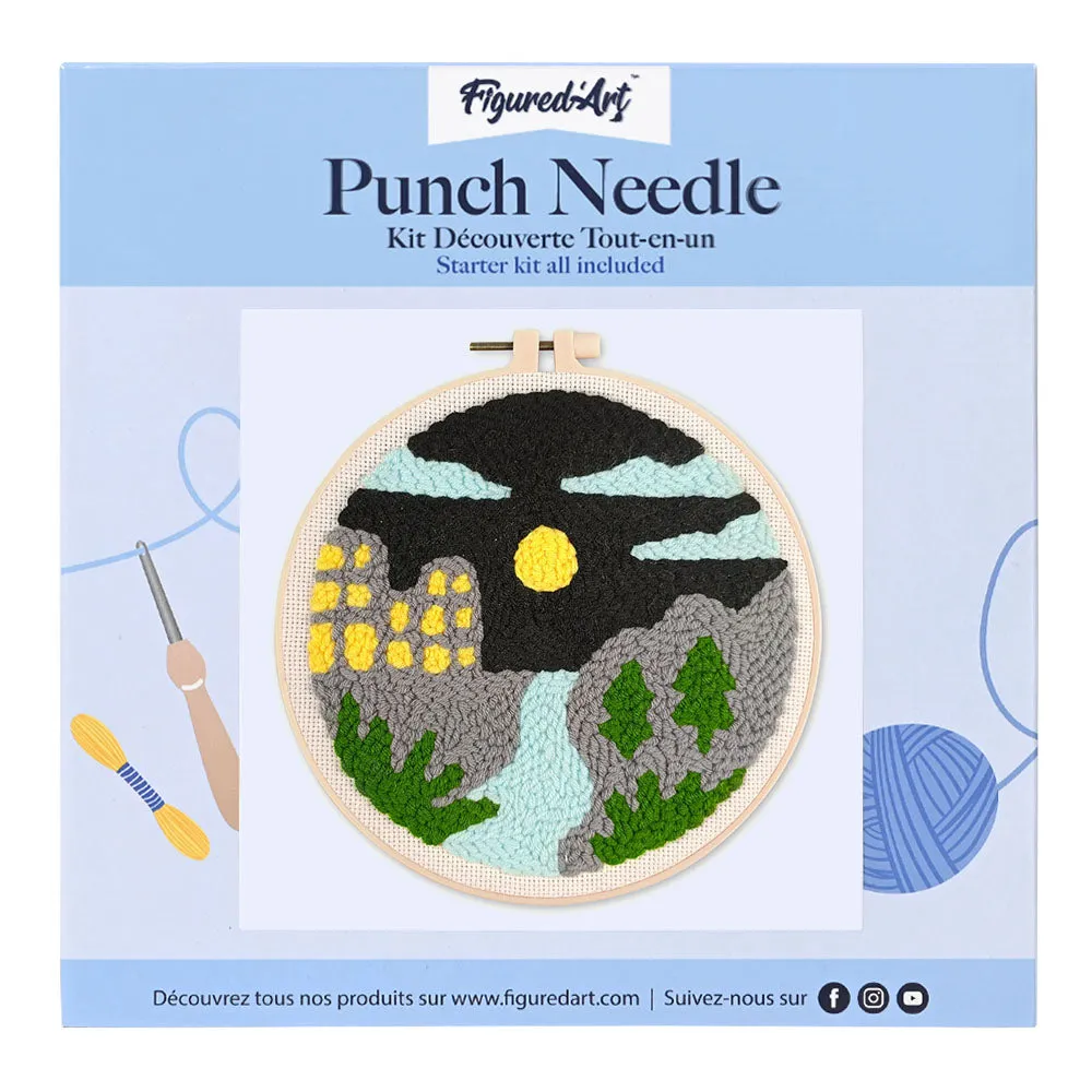 Figured'Art Rivier bij nacht punch needle pakket 20x20 cm