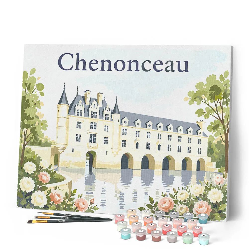 Figured'Art Kasteel van Chenonceau schilderen op nummer 40x50 cm eenvoudig