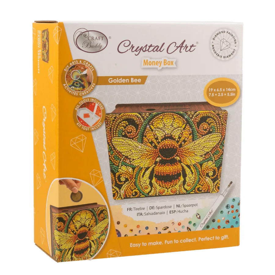 Craft Buddy Crystal Art Golden Bee spaarpot geldkistje