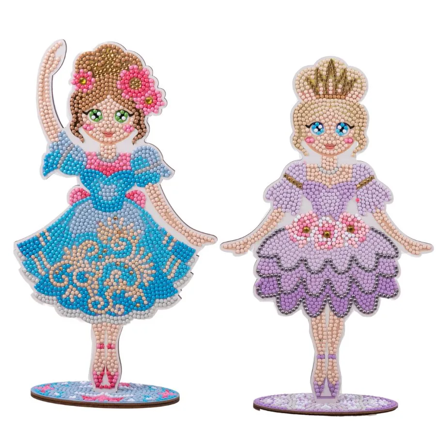 Craft Buddy Crystal Art Ballerinas houten kit 4 stuks