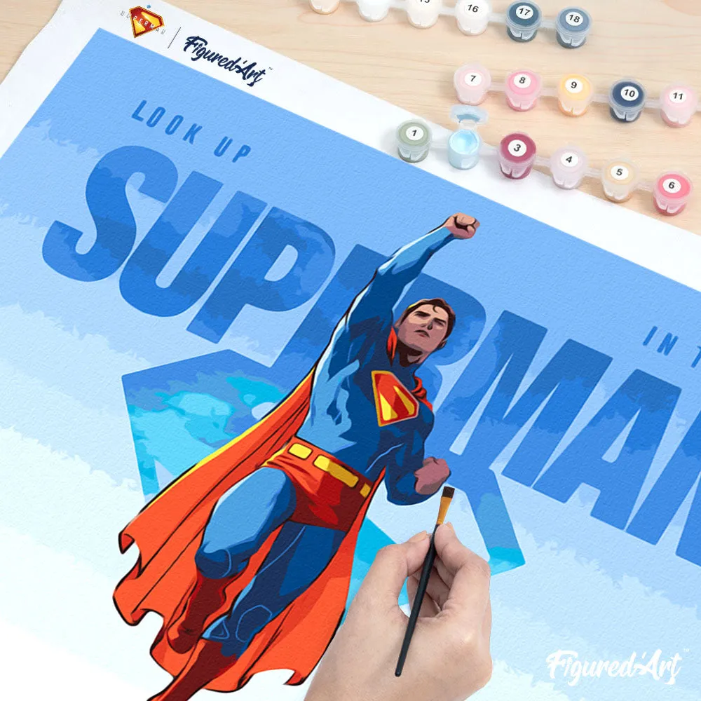 Figured'Art Superman vliegend schilderen op nummer 40x50cm DC