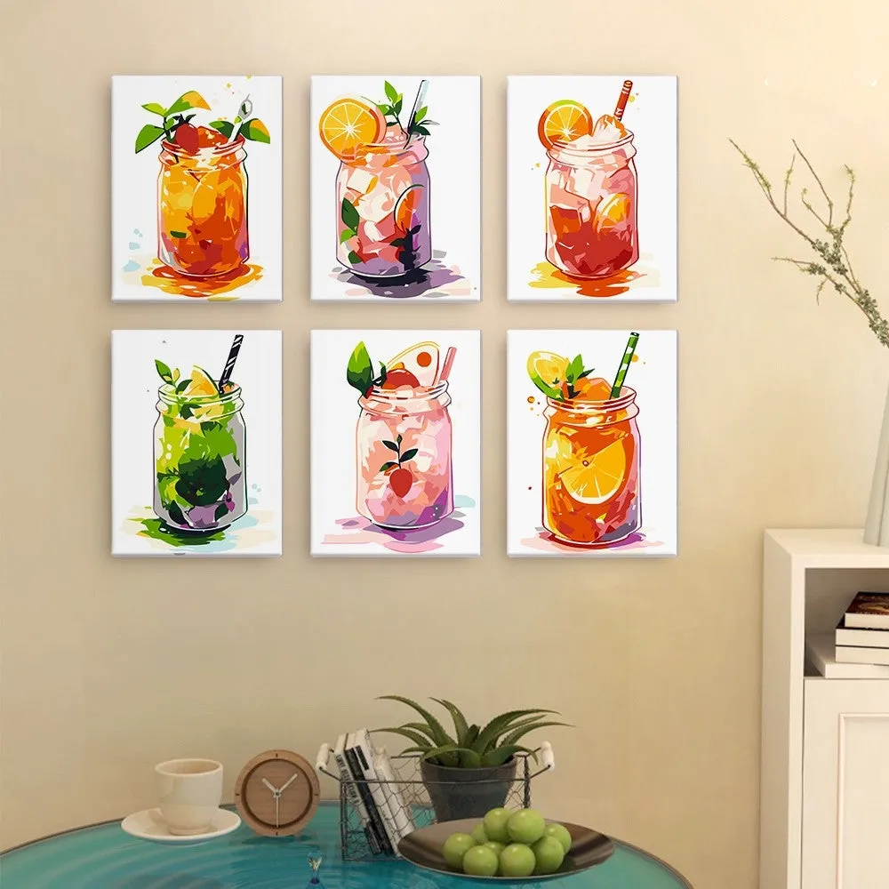Figured'Art Fruitige Mason Jar Dranken mini schilderen op nummer 6st