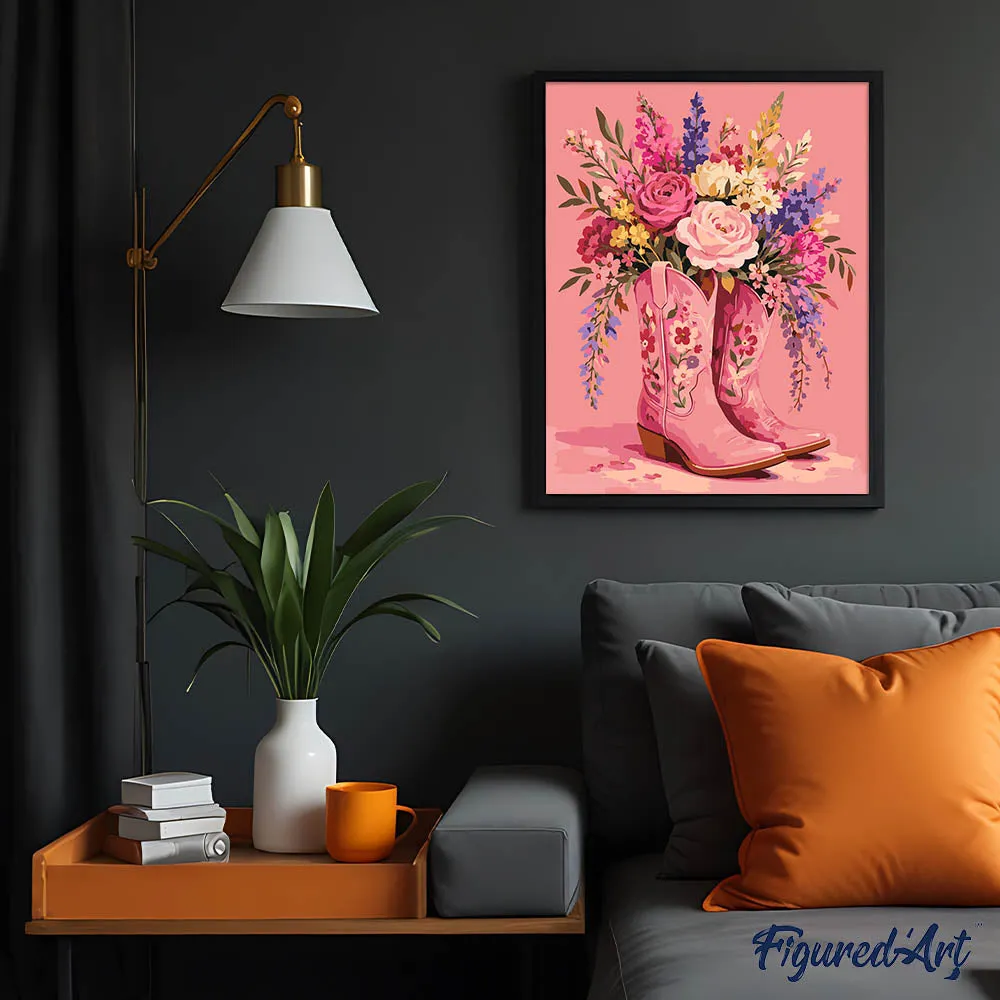 Figured'Art Boeket van cowgirllaarzen schilderen op nummer