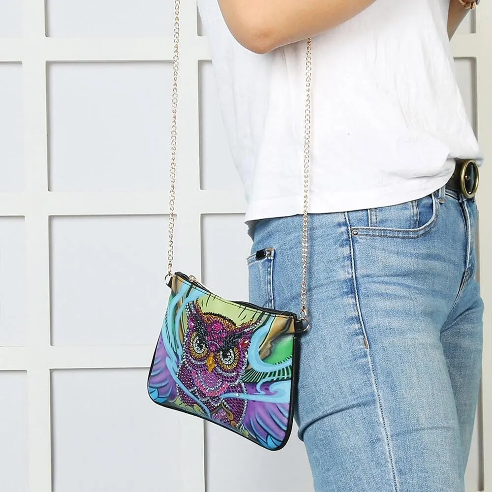 Figured'Art Uil diamond painting tas 18x15 cm PU-leer