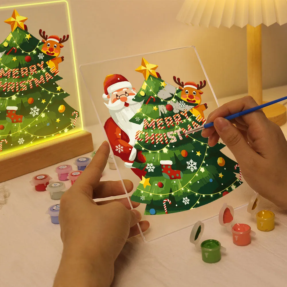 Figured'Art Kerstman 03 schilderen op nummer 15x20 cm met LED
