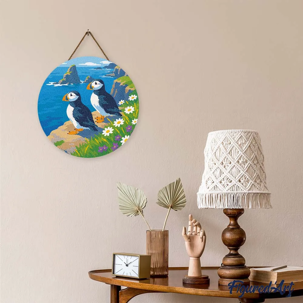 Figured'Art Papegaaiduiker oceaankliffen diamond painting hout 30 cm