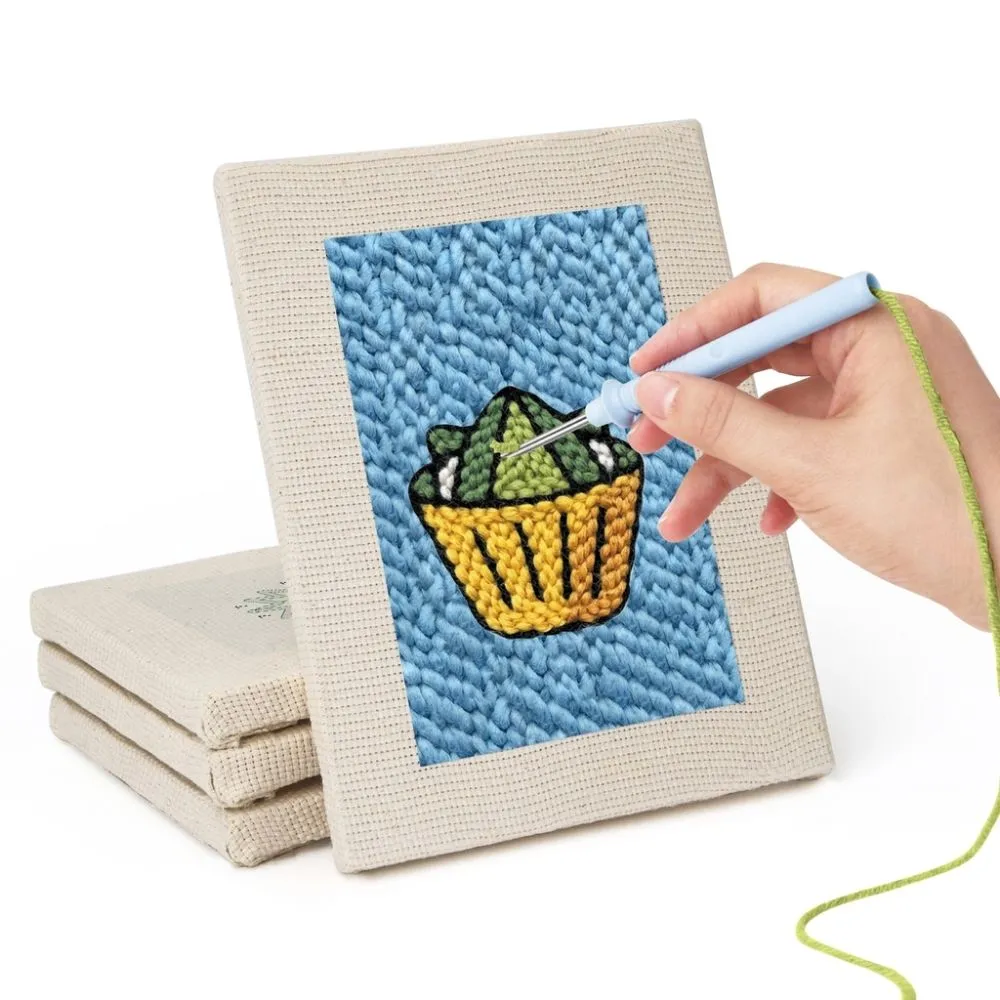 Figured'Art Snacktijd 2 punch needle set 4 stuks met frame 20x30