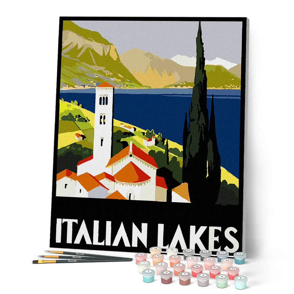 Figured'Art Vintage Italiaanse Meren schilderen op nummer 40x50