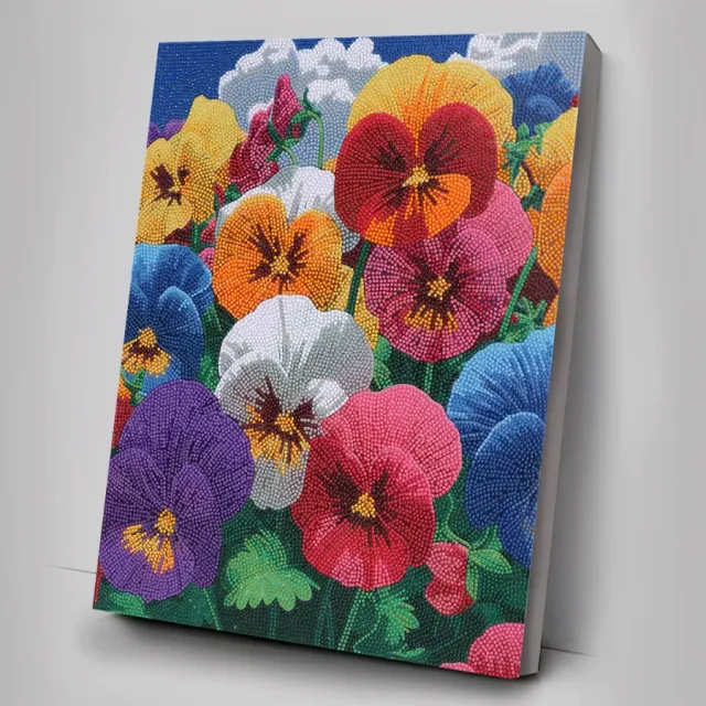 Craft Buddy Crystal Art Perfect Pansies canvas 40x50cm viooltjes