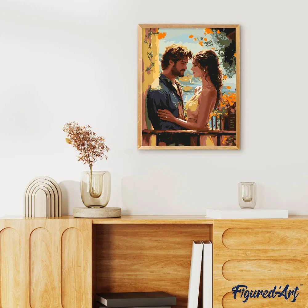 Figured'Art Romantisch koppel aan zee schilderen op nummer 40x50cm strand