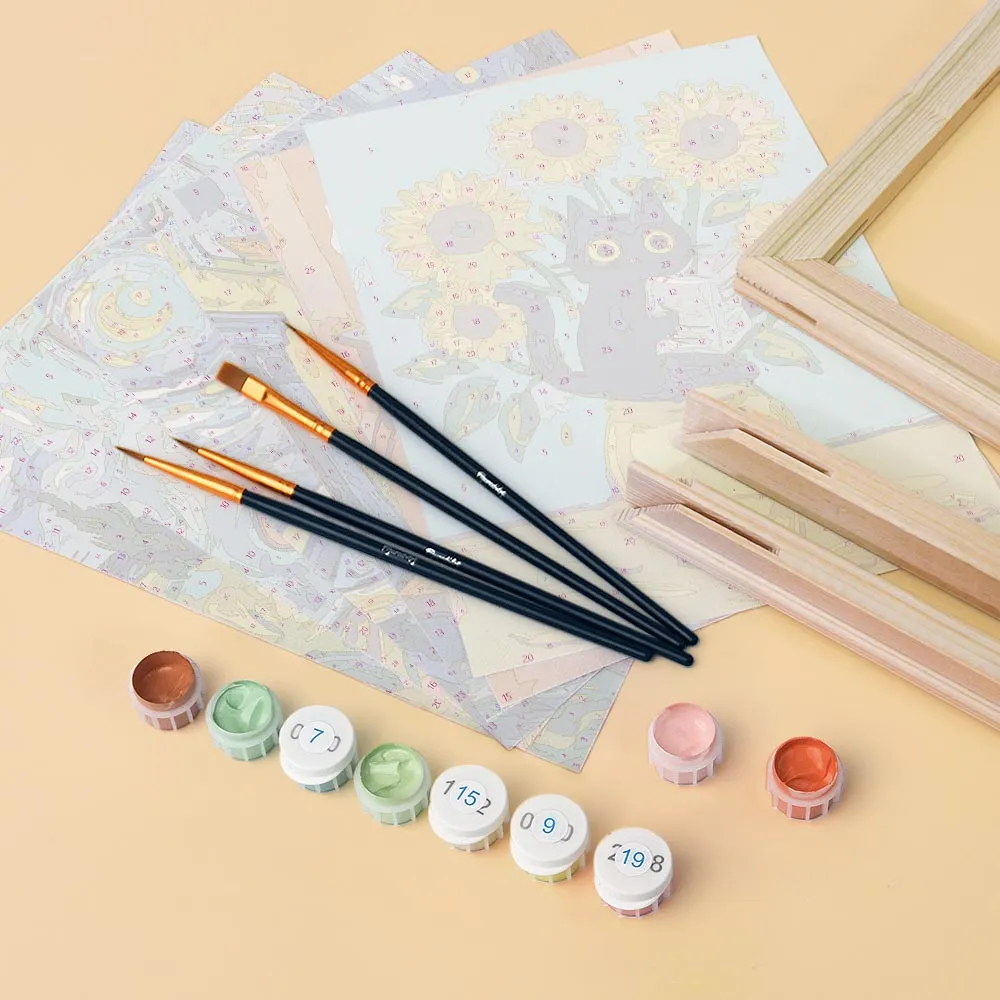 Figured'Art Kat in Van Gogh-stijl schilderen op nummer 6 stuks
