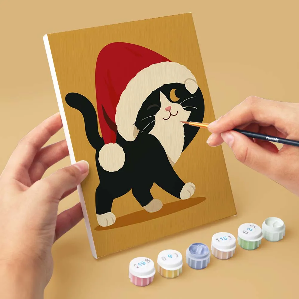 Figured'Art Kerstplezier Kittens mini schilderen op nummer 15x20cm 6 stuks