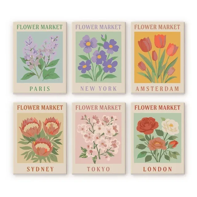 Figured'Art Bloemenmarkt 1 mini schilderen op nummer 15x20cm 6st