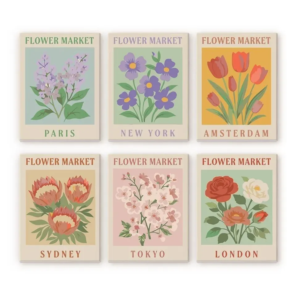 Figured'Art Bloemenmarkt 1 mini schilderen op nummer 15x20cm 6st