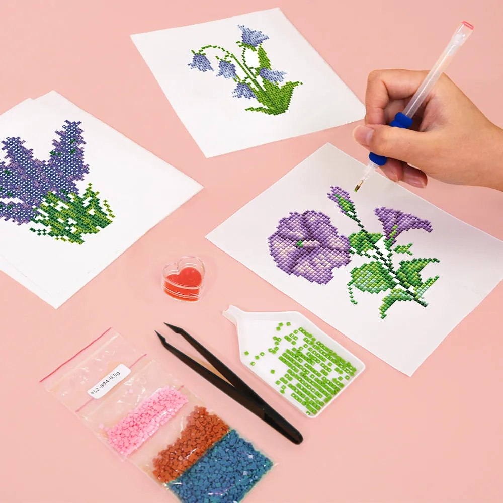 Figured'Art Bloemenkwartet mini diamond painting 15x20 cm 4 stuks