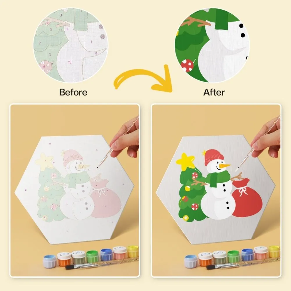 Figured'Art Kerstman en vrienden mini schilderen op nummer 6x zeshoek