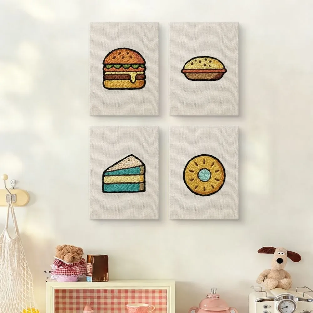 Figured'Art Streetfood 1 punch needle set 15x20cm 4 stuks keuken