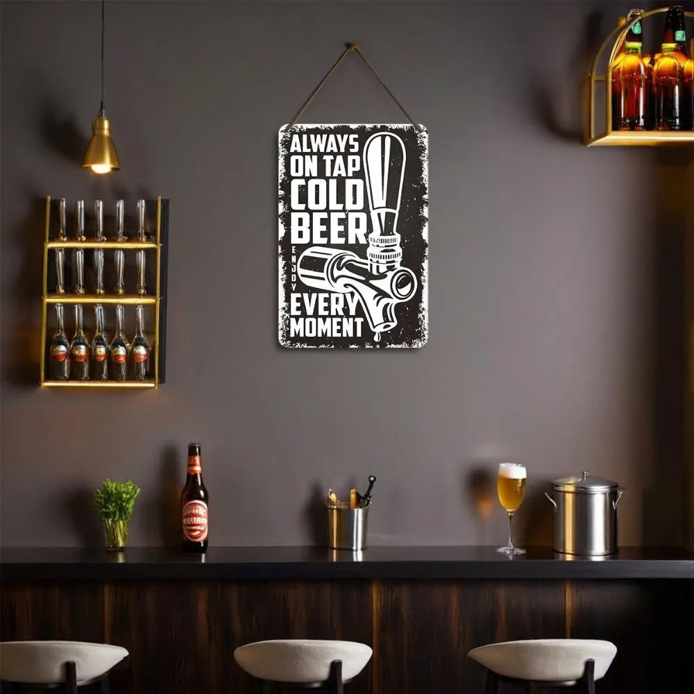 Figured'Art Metalen Poster Koud Bier Zwart & Wit 30x20 cm retro