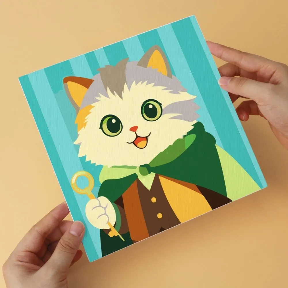 Figured'Art Fantastische Kattenwereld mini schilderen op nummer 20x20cm 6 stuks