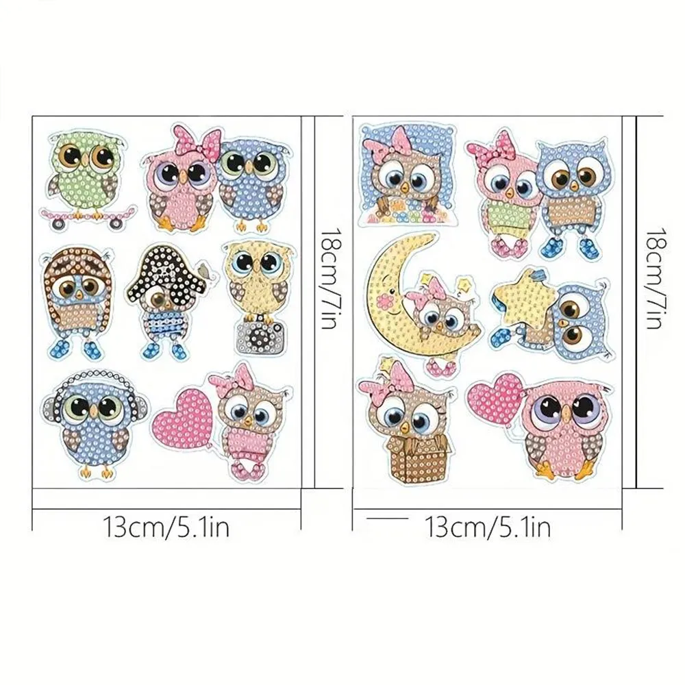 Figured'Art 13 Stickers Uilen Diamond Painting Rond 3x3 cm