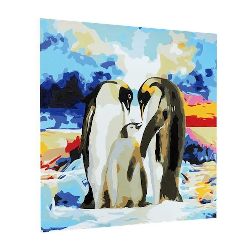 Craft Buddy Penguin Family schilderen op nummer canvas 50x50 cm