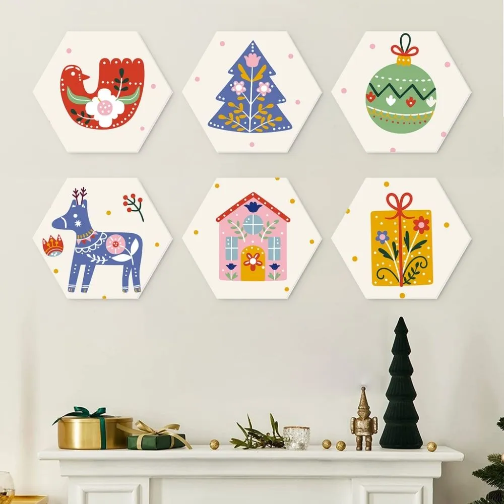 Figured'Art Mini Feestdagen-set schilderen op nummer zeshoek 6 stuks