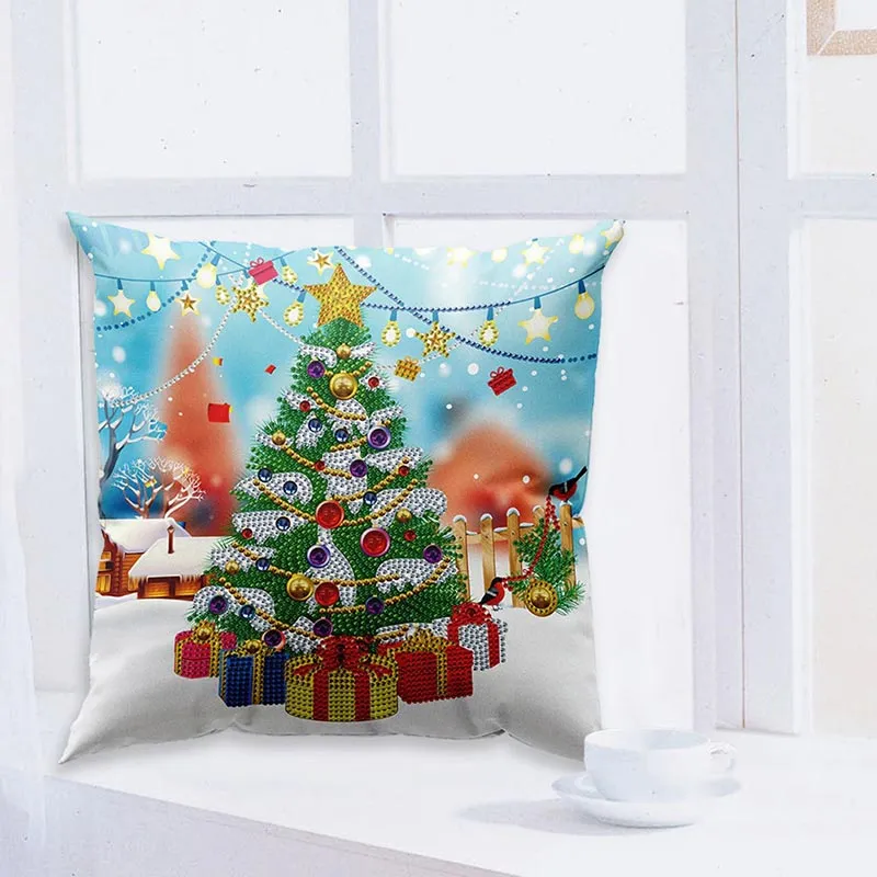 Figured'Art Kerstboom kussenhoes diamond painting 30x30 cm kerst