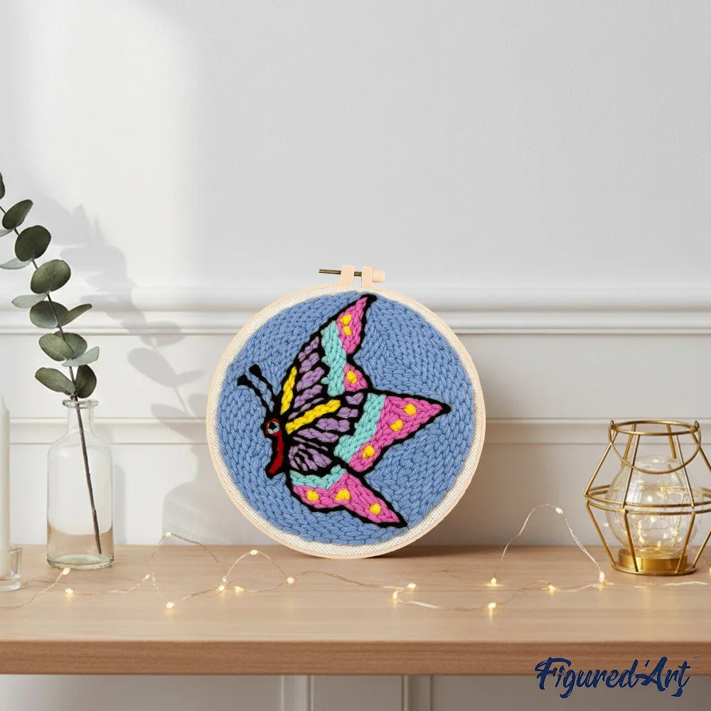 Figured'Art Vlinder punch needle pakket 20x20cm wol