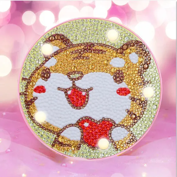 Figured'Art Tijger LED Lamp Diamond Painting 15 cm met licht