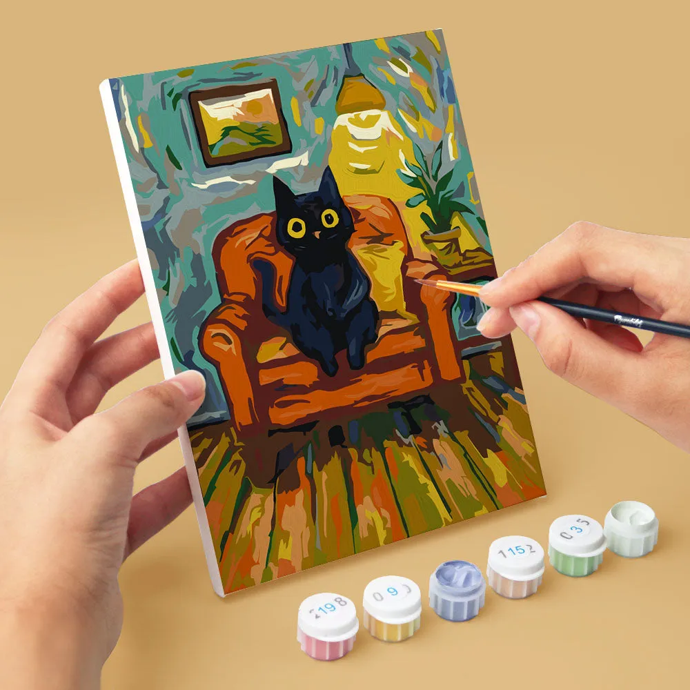Figured'Art Kat in Van Gogh-stijl schilderen op nummer 6 stuks