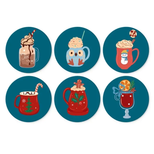 Figured'Art Warme winterdrankjes mini schilderen op nummer 6 stuks