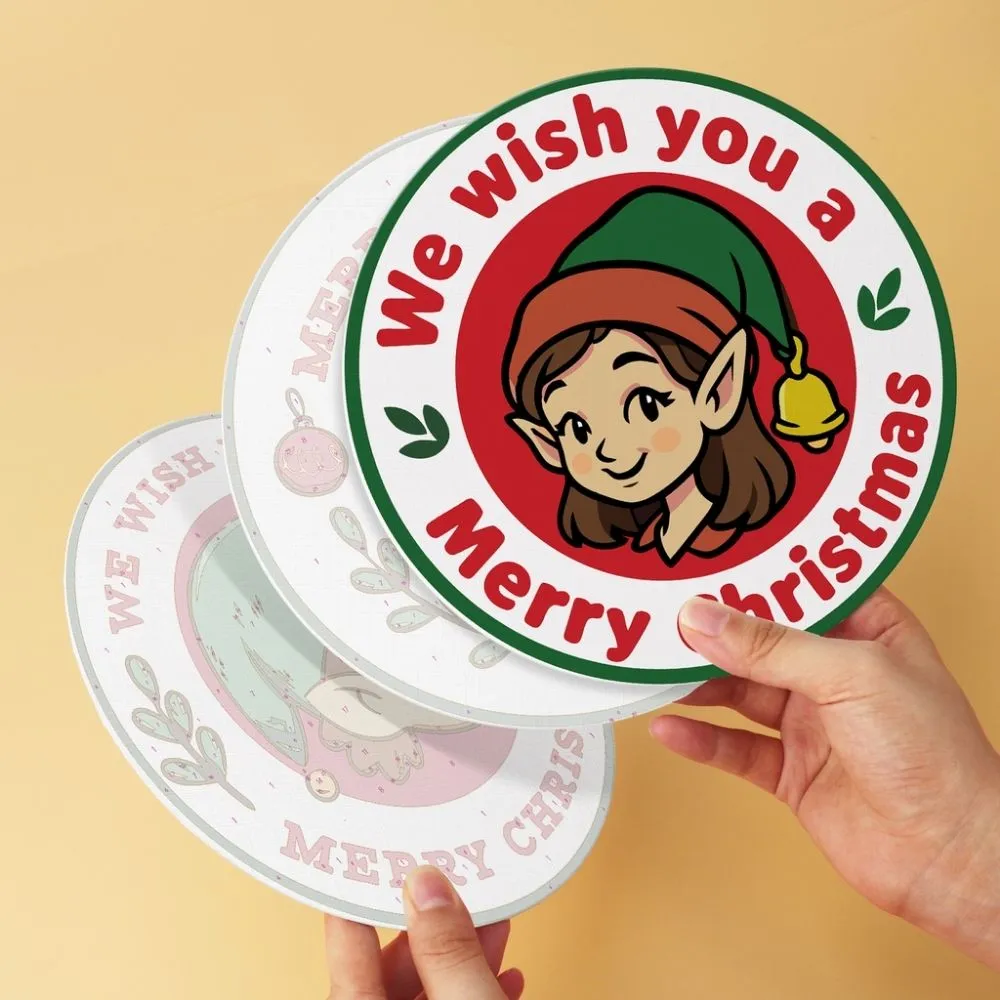 Figured'Art Mini Serie Vintage kerstzegels schilderen op nummer 6x Ø20cm rond