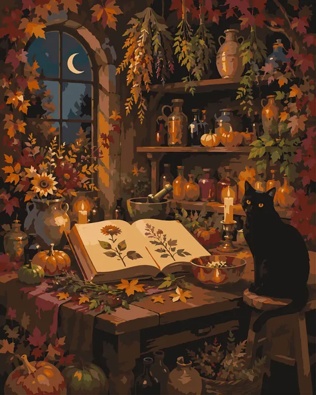 Figured'Art Heksenkruidenwinkeltje schilderen op nummer 40x50cm herfst