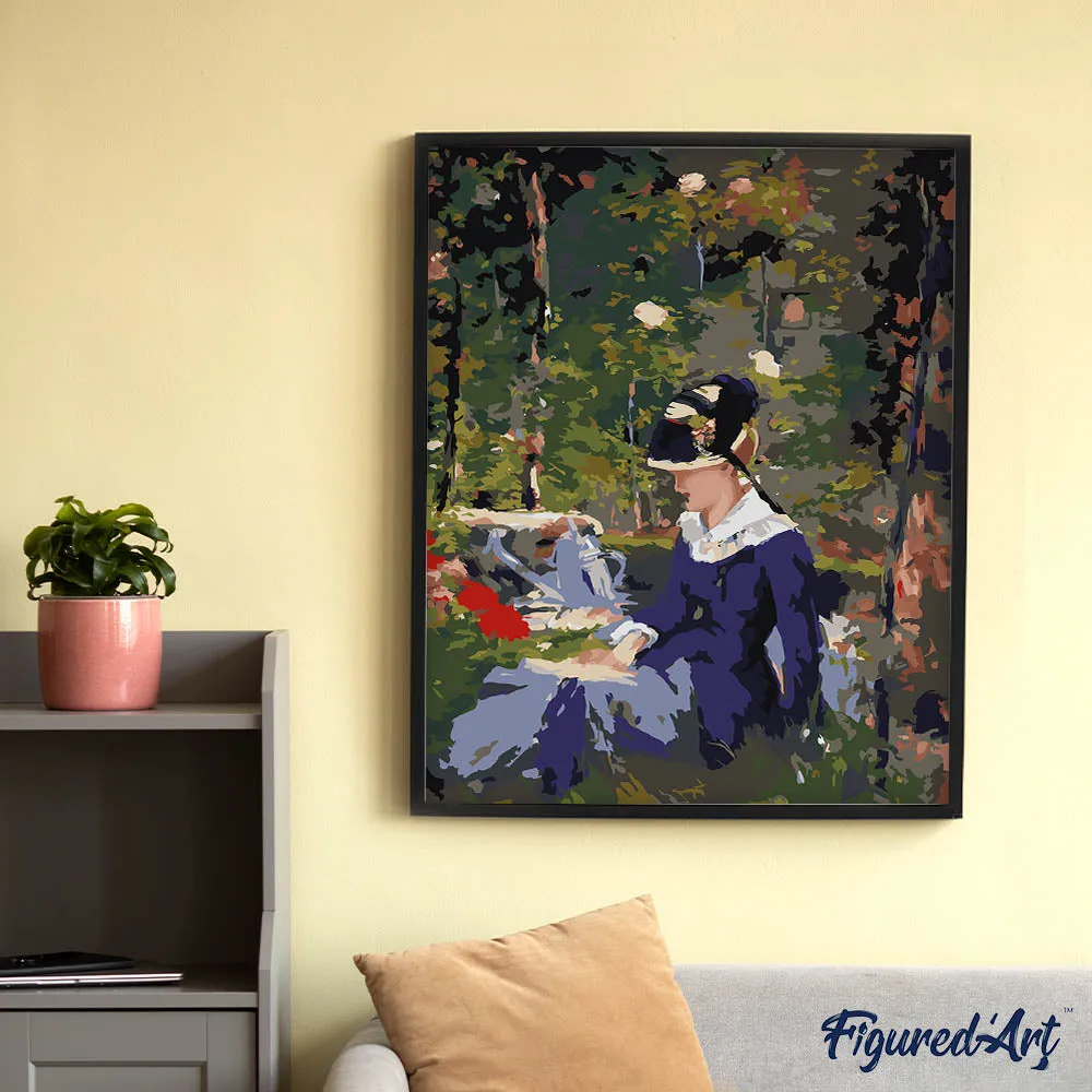 Figured'Art Jonge vrouw in de tuin Manet schilderen op nummer 40x50cm impressionisme