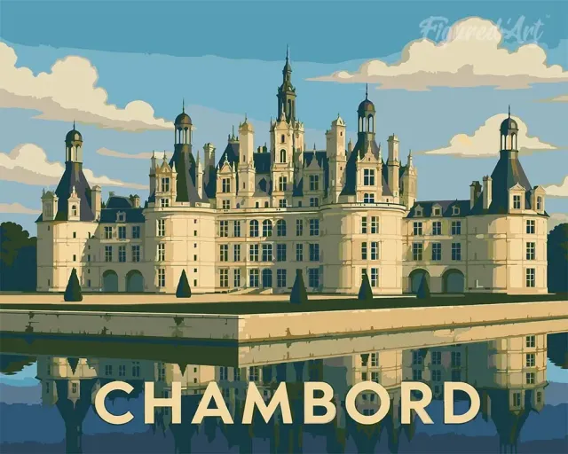 Figured'Art Kasteel van Chambord schilderen op nummer 40x50 cm kasteel